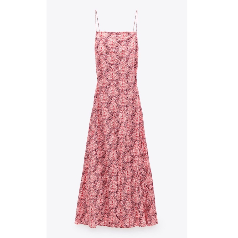 Zara Long Print Backless Dress - Picture 3 of 7